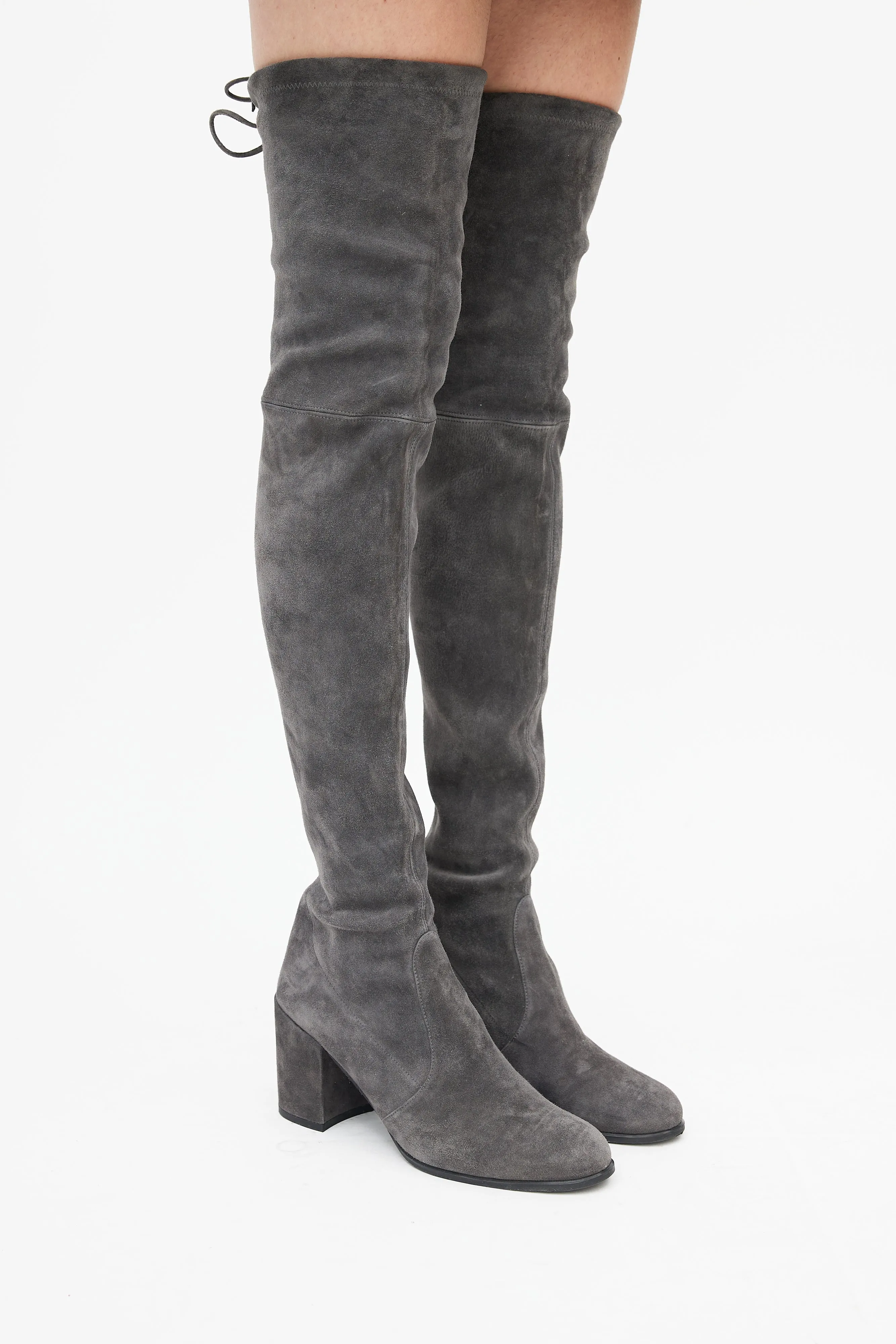 Grey Suede Thigh High Boot