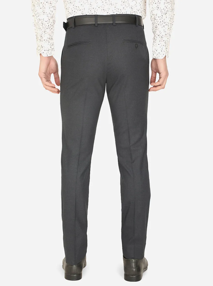 Greynis Black Solid Slim Fit Formal Trouser | Greenfibre