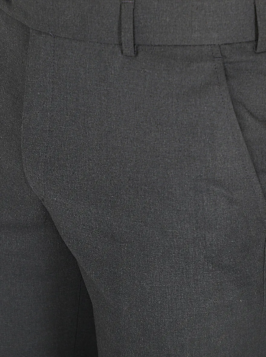 Greynis Black Solid Slim Fit Formal Trouser | Greenfibre