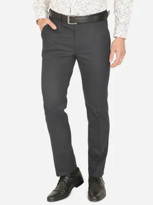 Greynis Black Solid Slim Fit Formal Trouser | Greenfibre