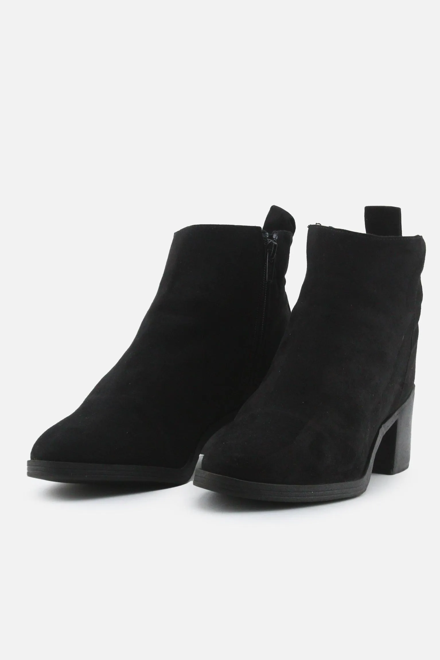 H & M Zipper Block Ankle Boots | Suede