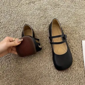 Hnzxzm Black Japanese Style Lolita Round Toe Ladies Footwear Flats Mary Jane Flat Women's Shoes Gothic Moccasins Genuine Mark Fashion