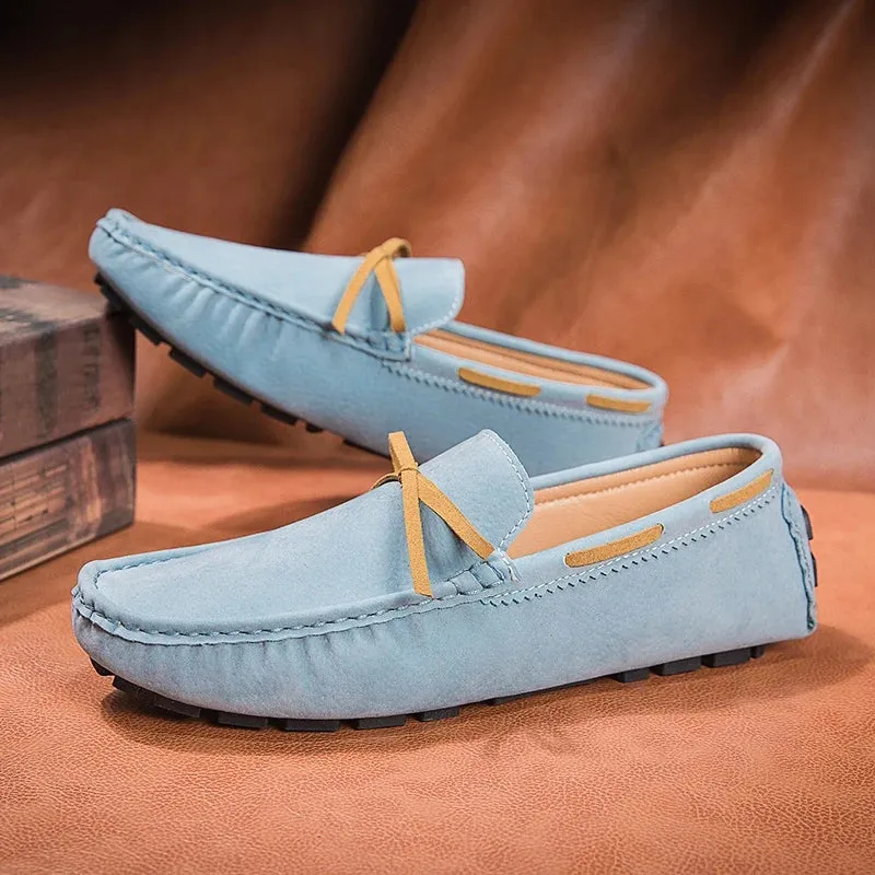 Hnzxzm Sky Blue Men Leisure Moccasins Loafers Fashion Italy England Gentleman Casual Walking Shoes Large Size 35-48 Moccasin