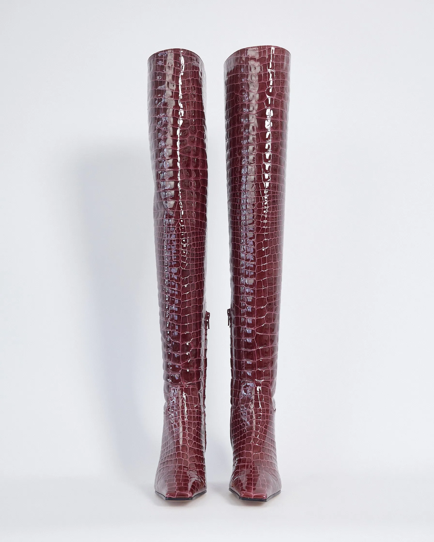 Khaite 'marfa' thigh high boots, burgundy, 36.5