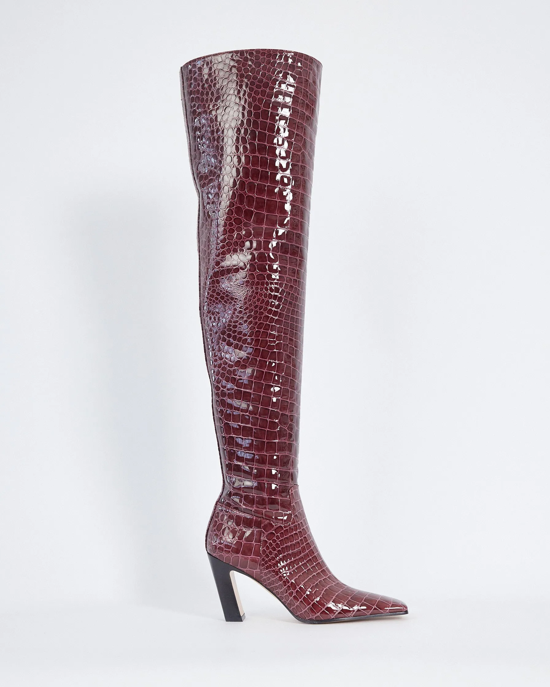 Khaite 'marfa' thigh high boots, burgundy, 36.5