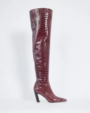 Khaite 'marfa' thigh high boots, burgundy, 36.5