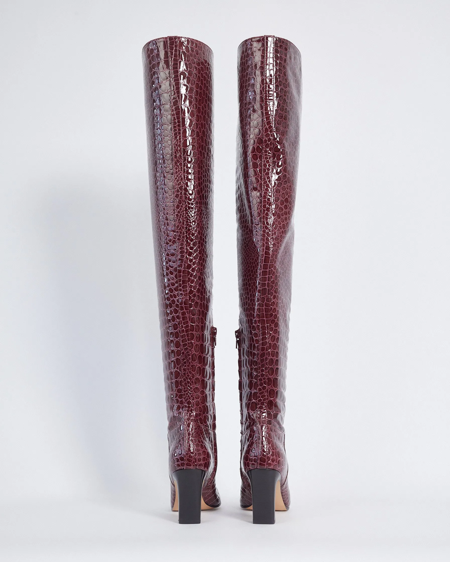 Khaite 'marfa' thigh high boots, burgundy, 36.5