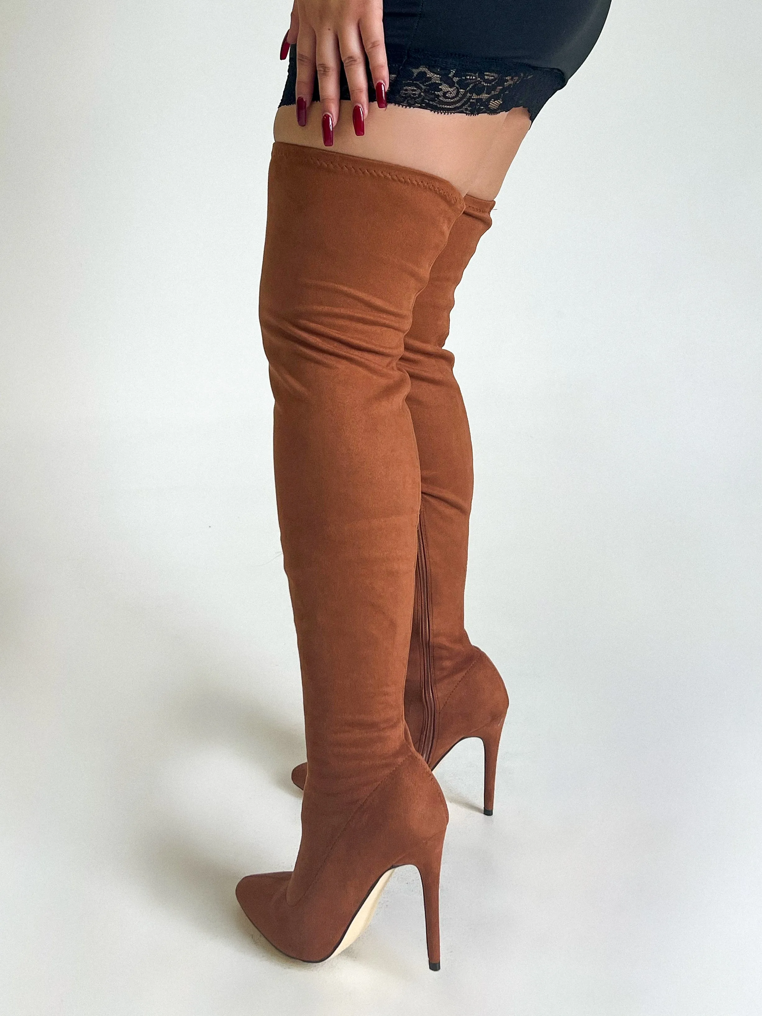 Khloe Thigh Highs Boots (Rust)