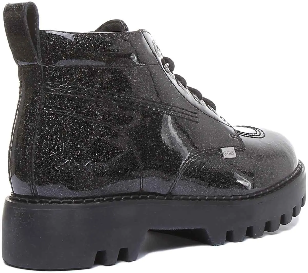 Kickers Kizziie Hi Platform In Black Glitter Patent in UK Size 3 - 8