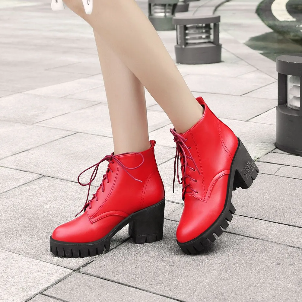 Lace Up Ankle Boots Woman