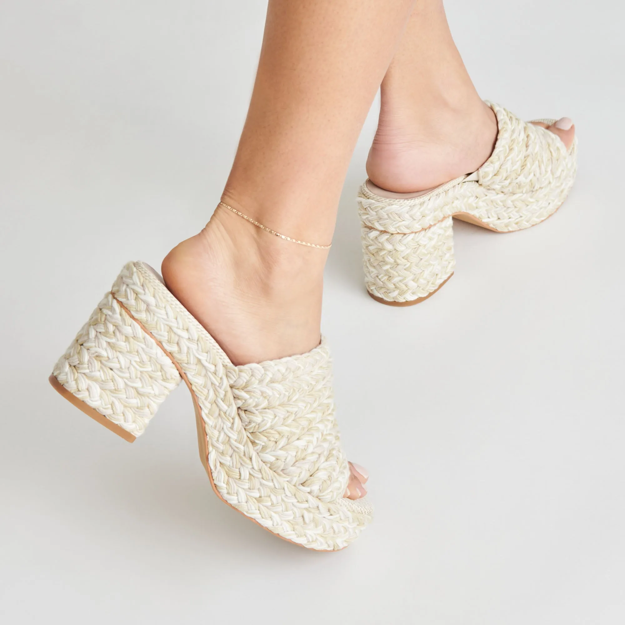 LADY HEELS IVORY MULTI WOVEN