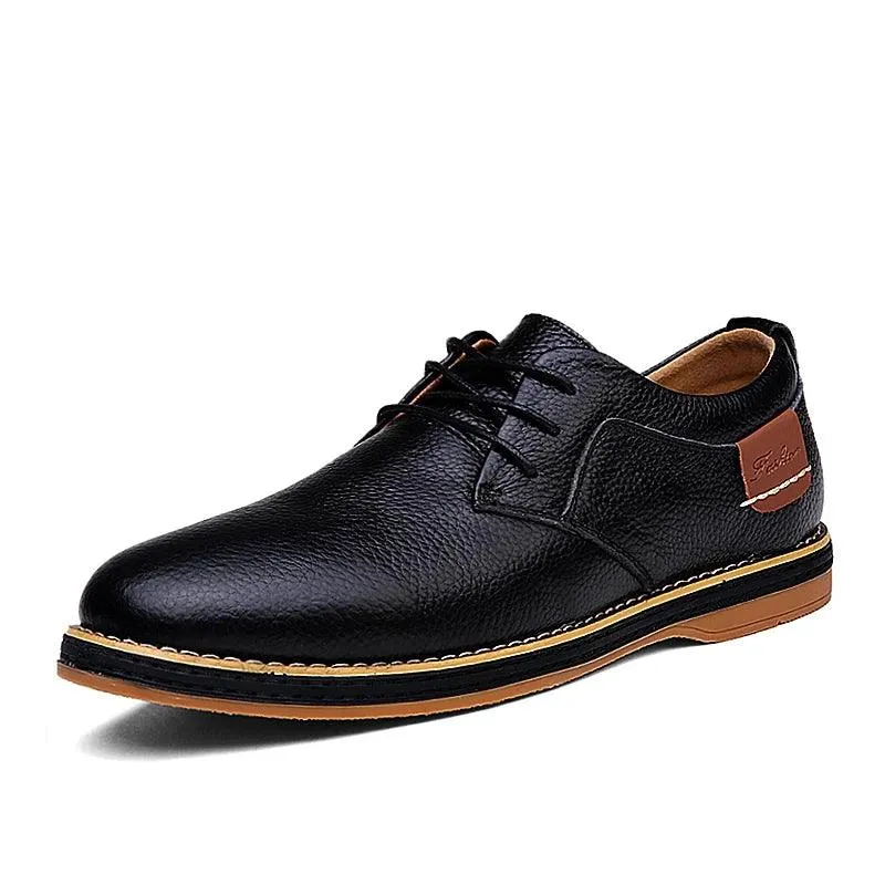 Leather Flats Breathable Oxford Brown Men's Casual Shoes #XS6111