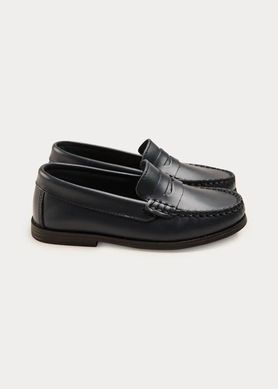 Leather Moccasins In Navy (25-34EU)