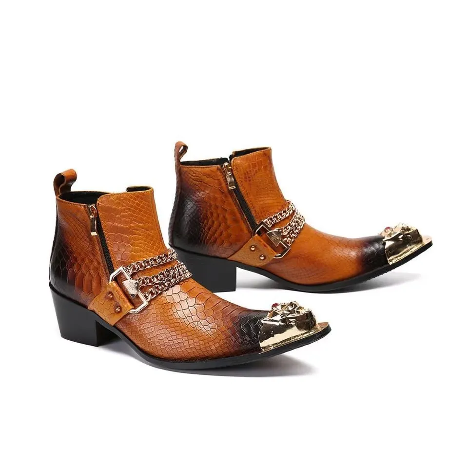 LeatherLux Exotic Ankle Boots