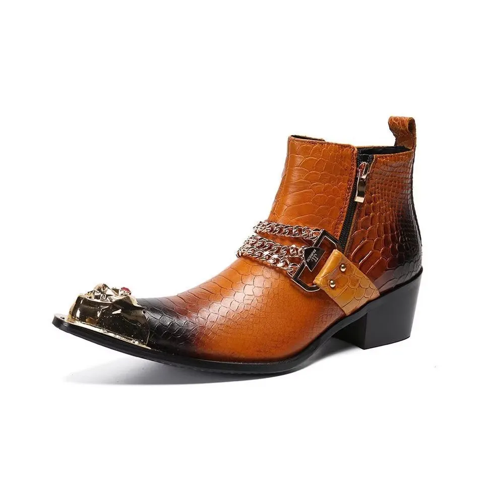 LeatherLux Exotic Ankle Boots