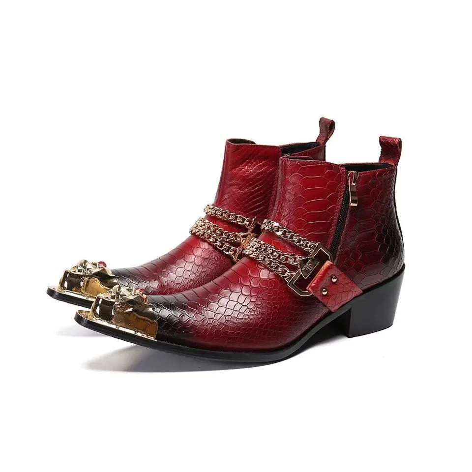 LeatherLux Exotic Ankle Boots