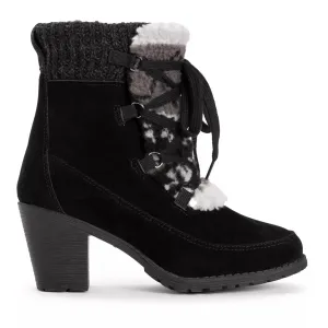 MUK LUKS Women's Lilah MUK LUKS Lace Heeled Ankle Boots, Black