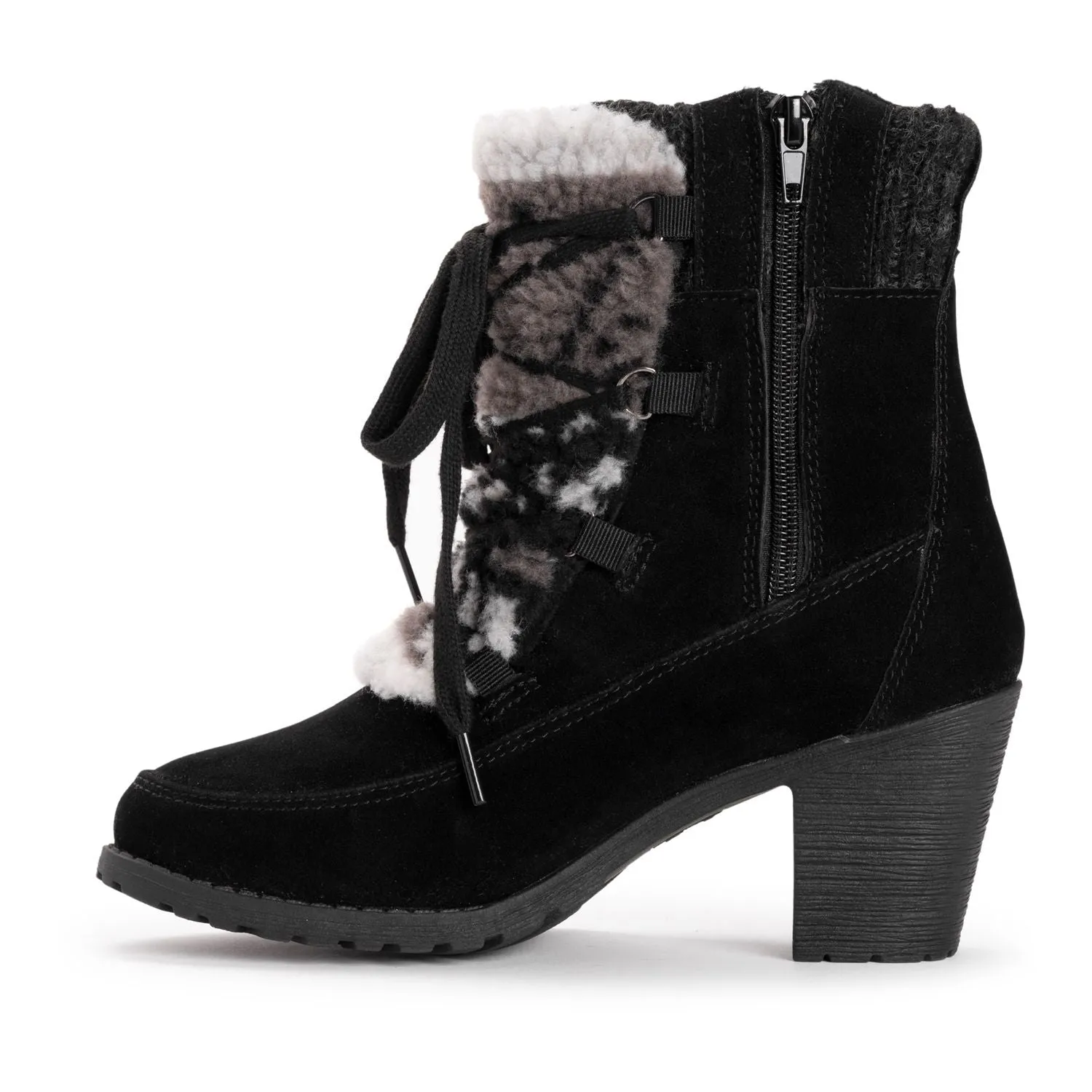 MUK LUKS Women's Lilah MUK LUKS Lace Heeled Ankle Boots, Black