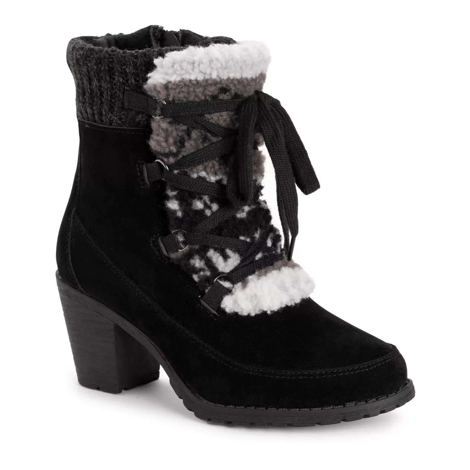 MUK LUKS Women's Lilah MUK LUKS Lace Heeled Ankle Boots, Black