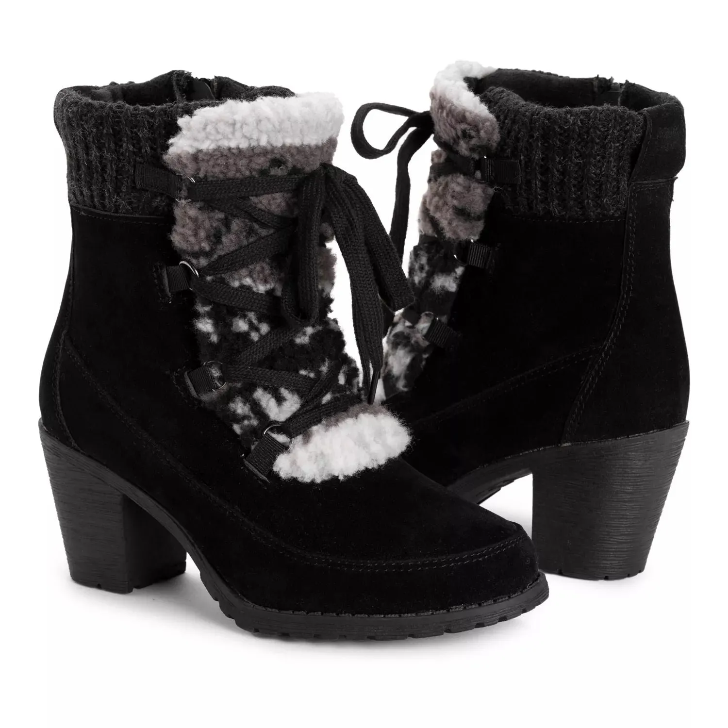 MUK LUKS Women's Lilah MUK LUKS Lace Heeled Ankle Boots, Black