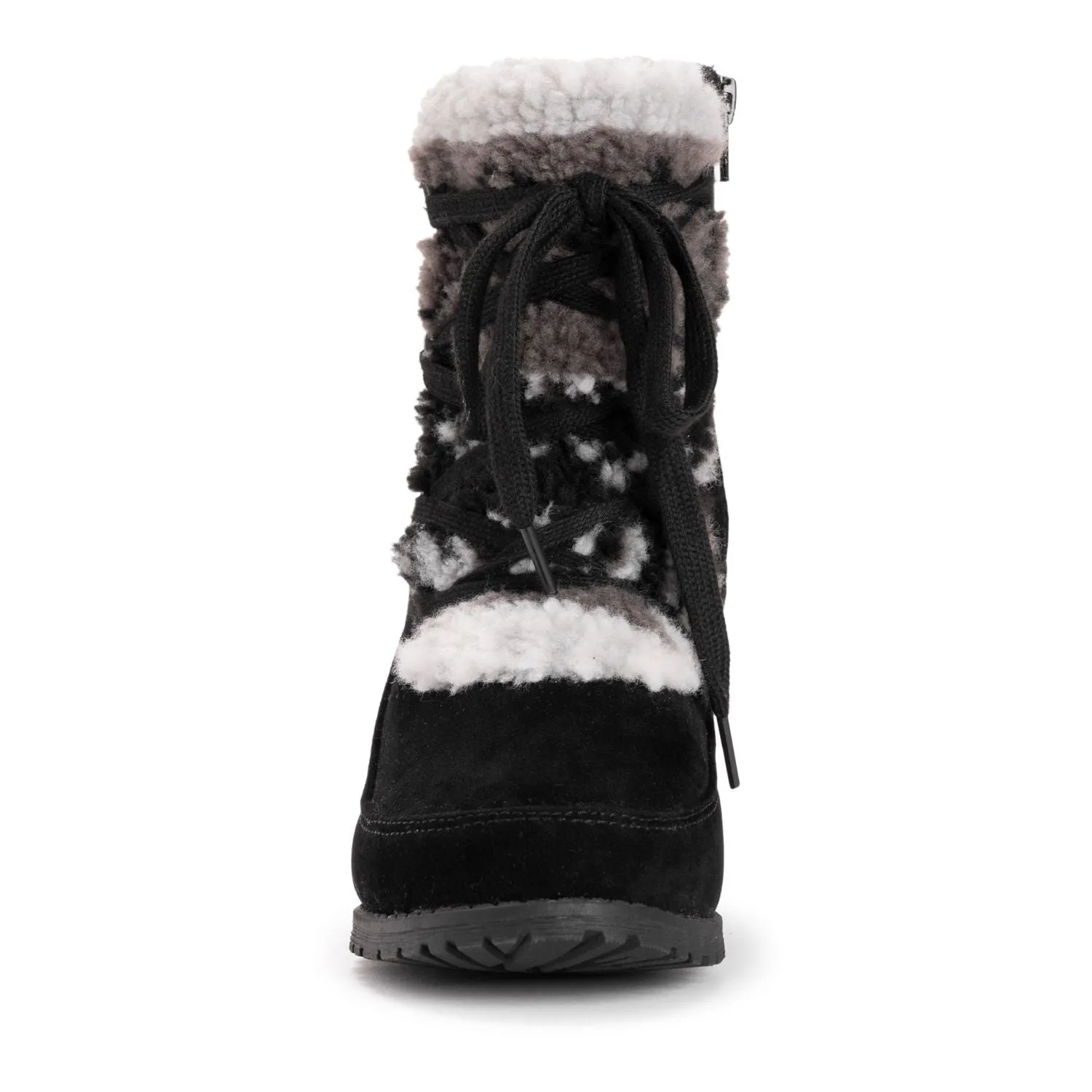 MUK LUKS Women's Lilah MUK LUKS Lace Heeled Ankle Boots, Black