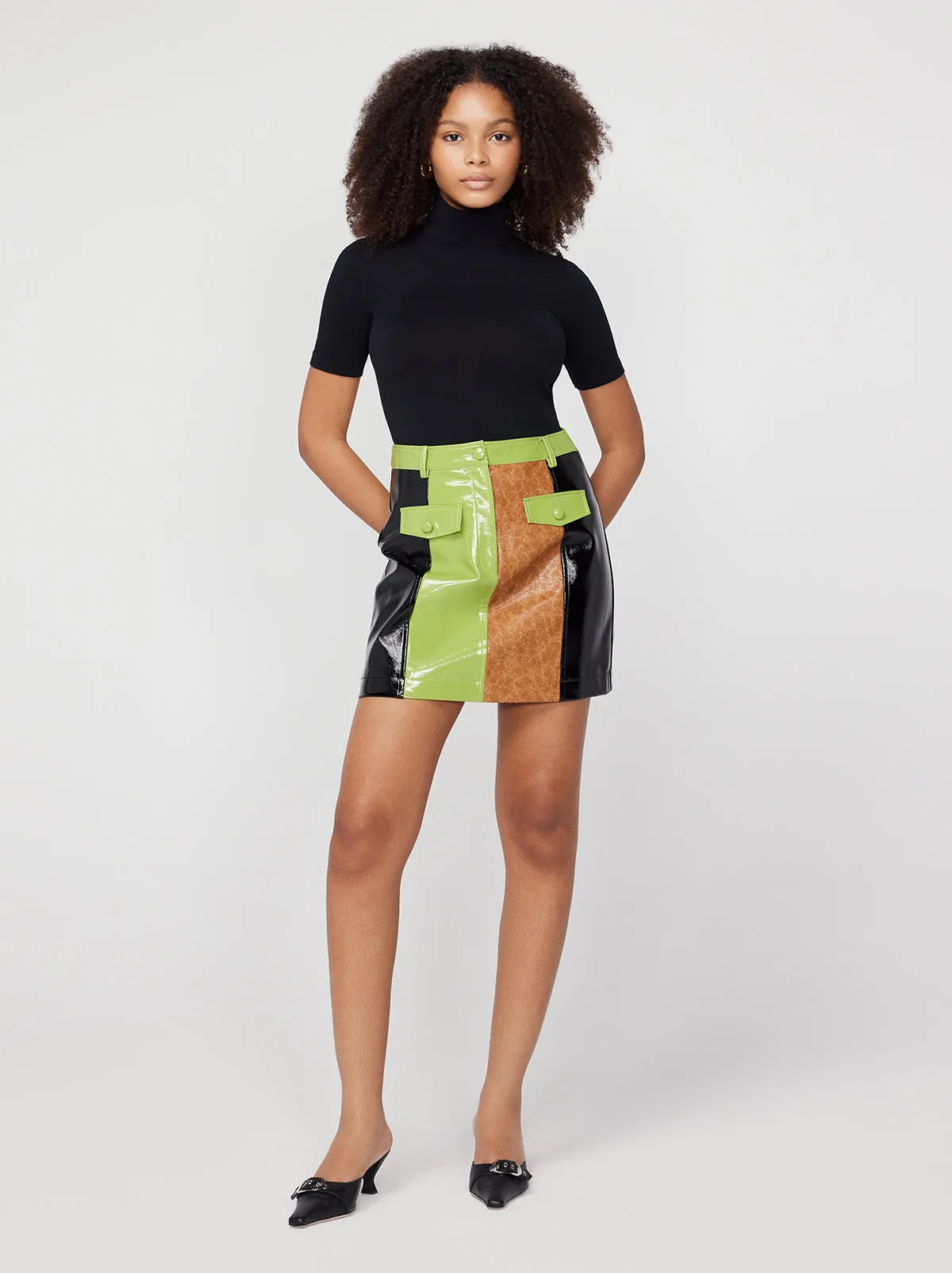 Nancy Multicolour Faux Leather Mini Skirt