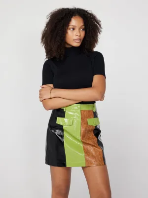 Nancy Multicolour Faux Leather Mini Skirt