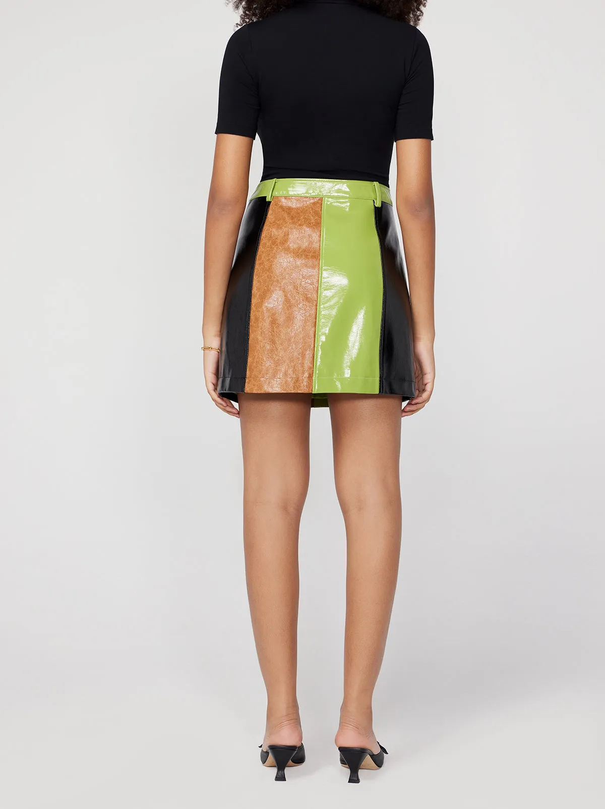 Nancy Multicolour Faux Leather Mini Skirt