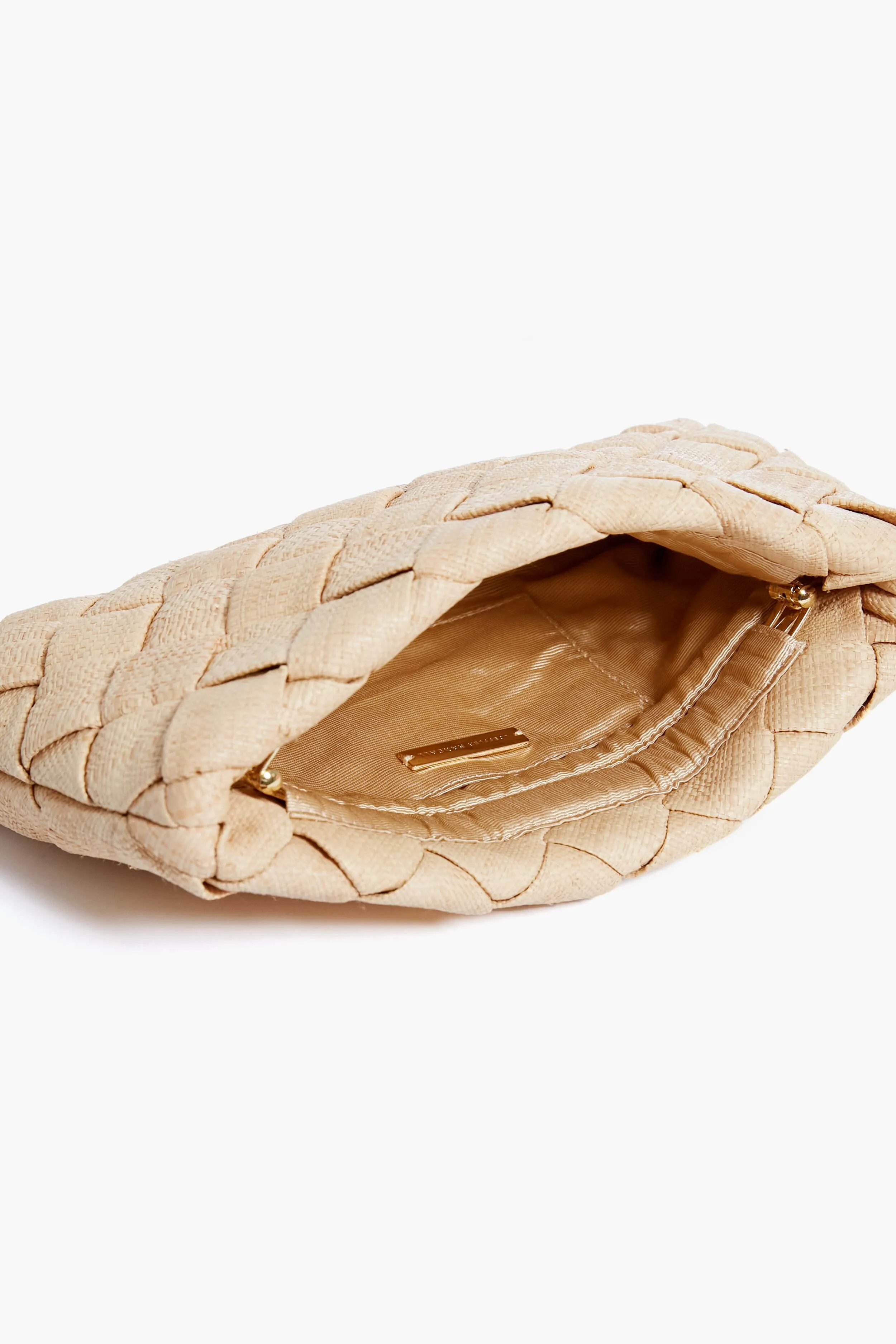 Natural Raffia Aviva Woven Puff Clutch