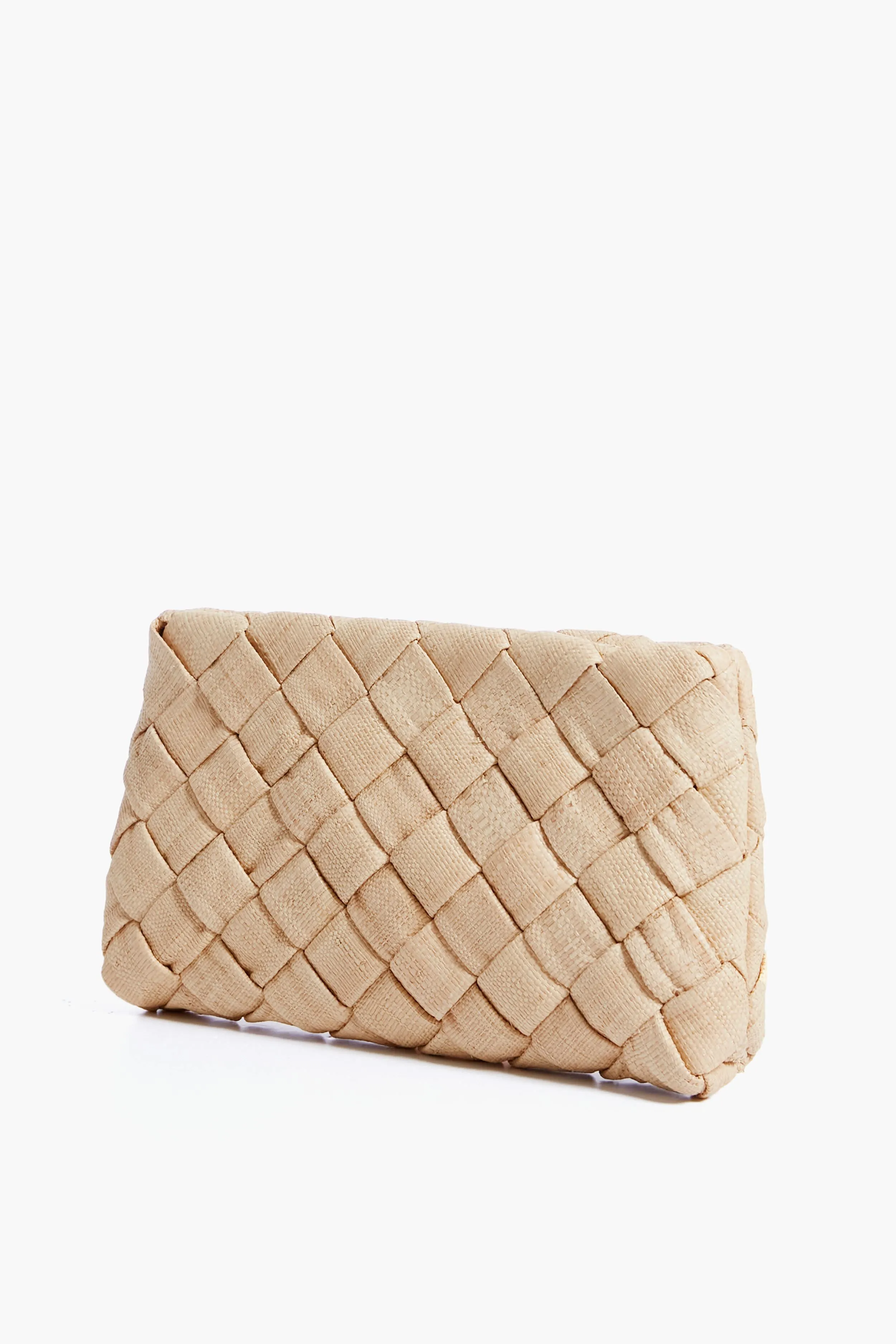 Natural Raffia Aviva Woven Puff Clutch