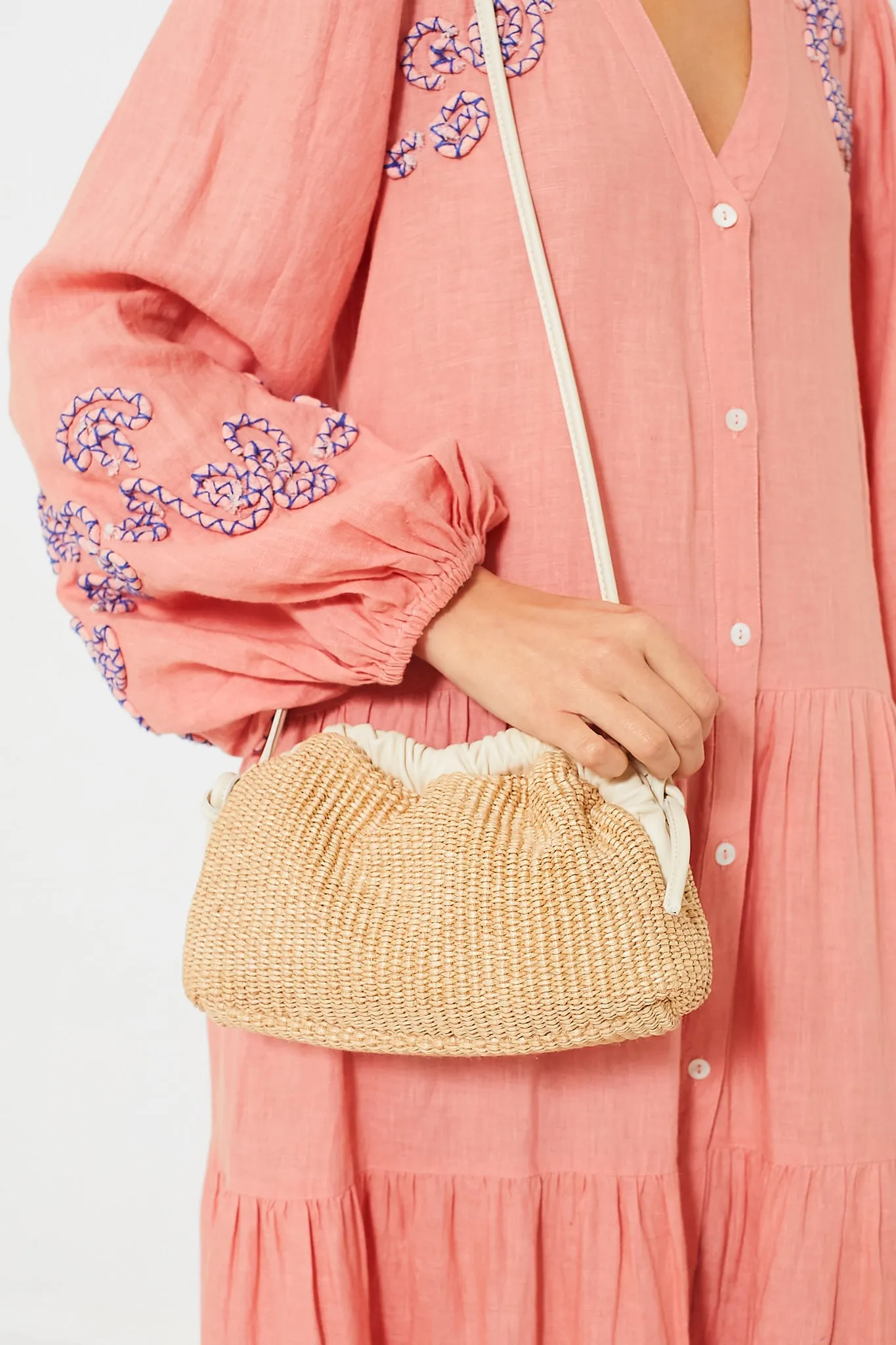 Natural Raffia Mini Cloud Clutch