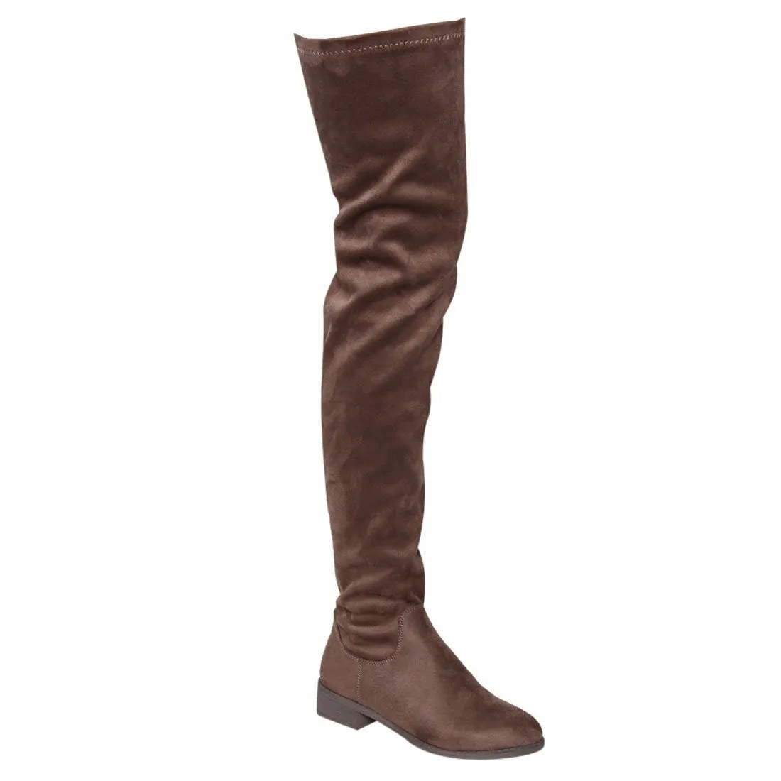 NATURE BREEZE FF05 Women's Stretchy Thigh High Snug Fit Low Block Heel Boots