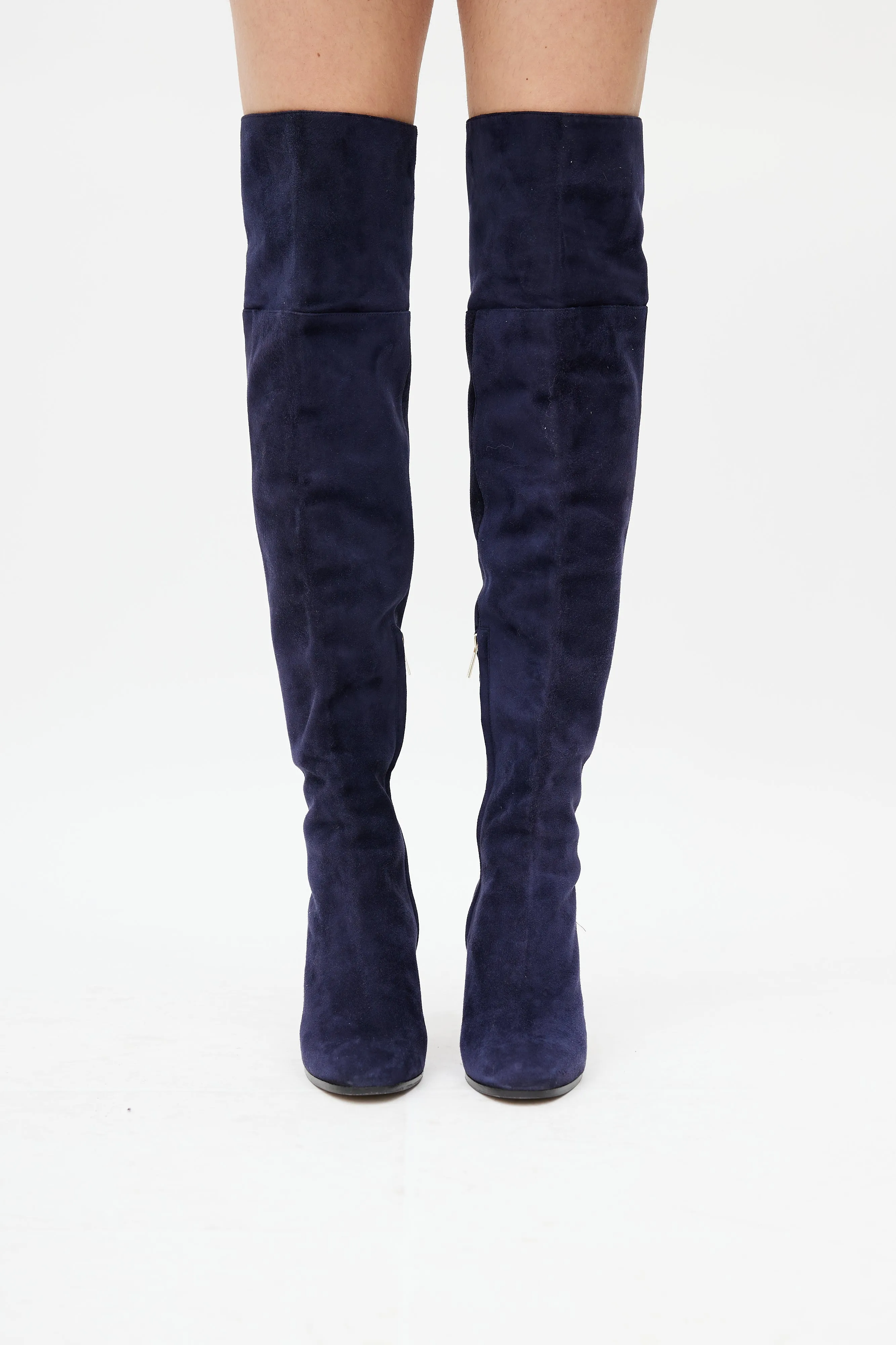 Navy Suede Thigh High Boot