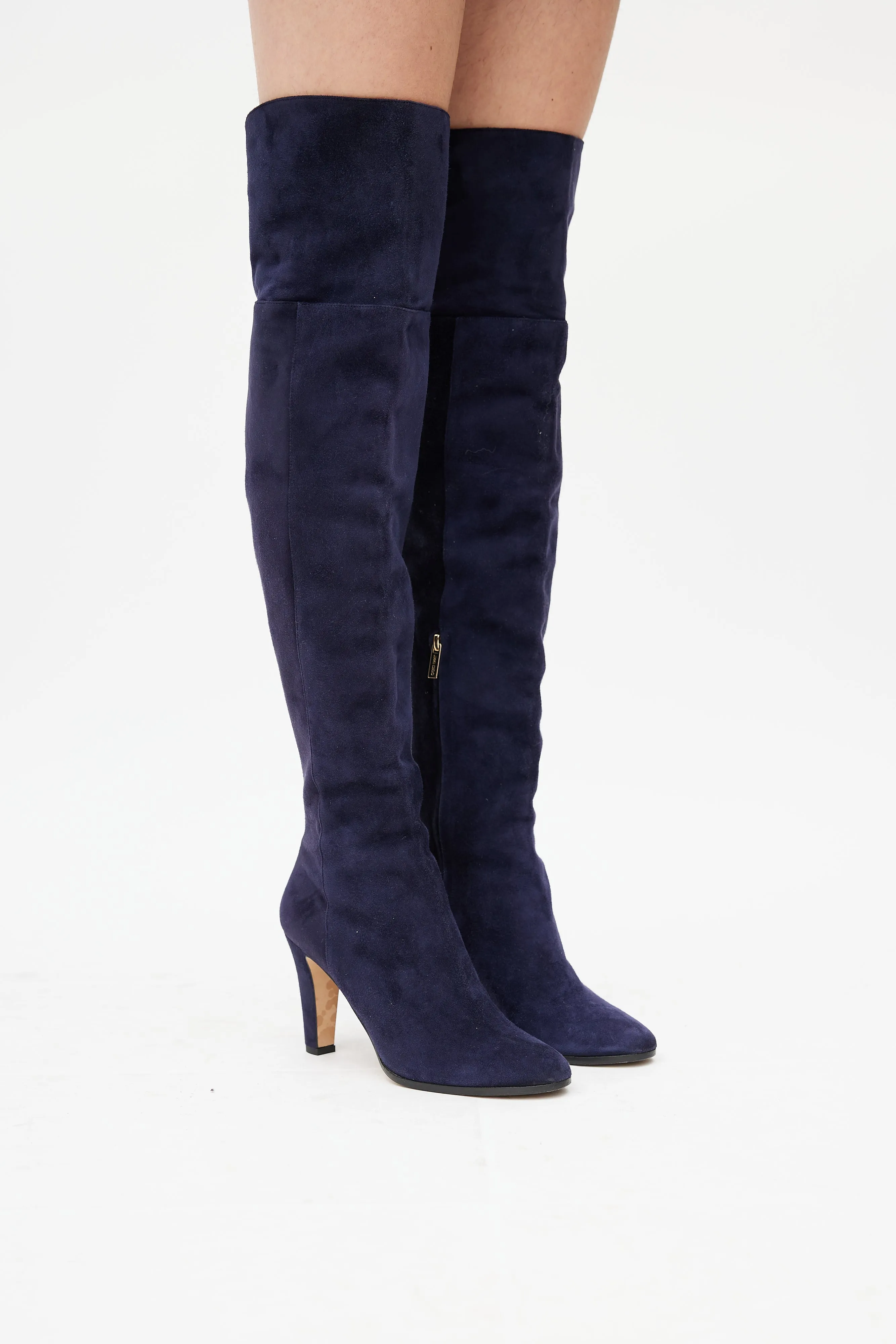 Navy Suede Thigh High Boot