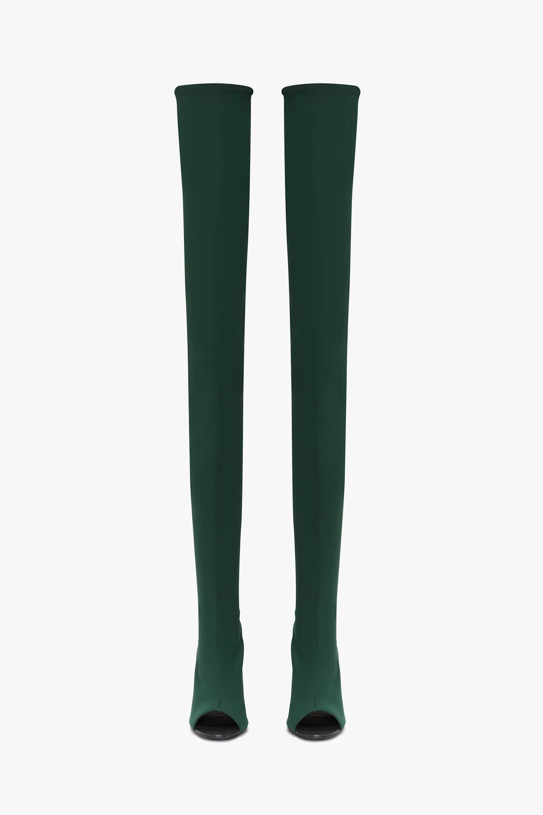 Over The Knee Open Toe Boot In Dark Green