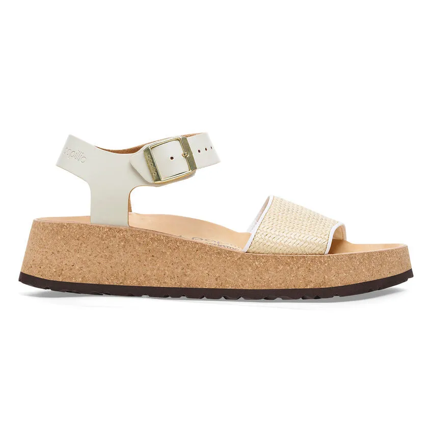 Papillio by Birkenstock Women's Glenda Sandal - Natural White/Raffia/Leather