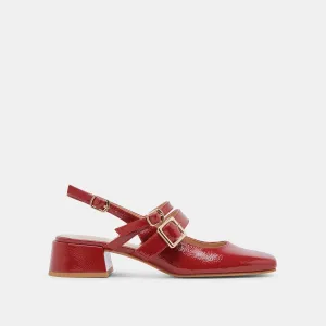 PATZY HEELS CRIMSON CRINKLE PATENT LEATHER