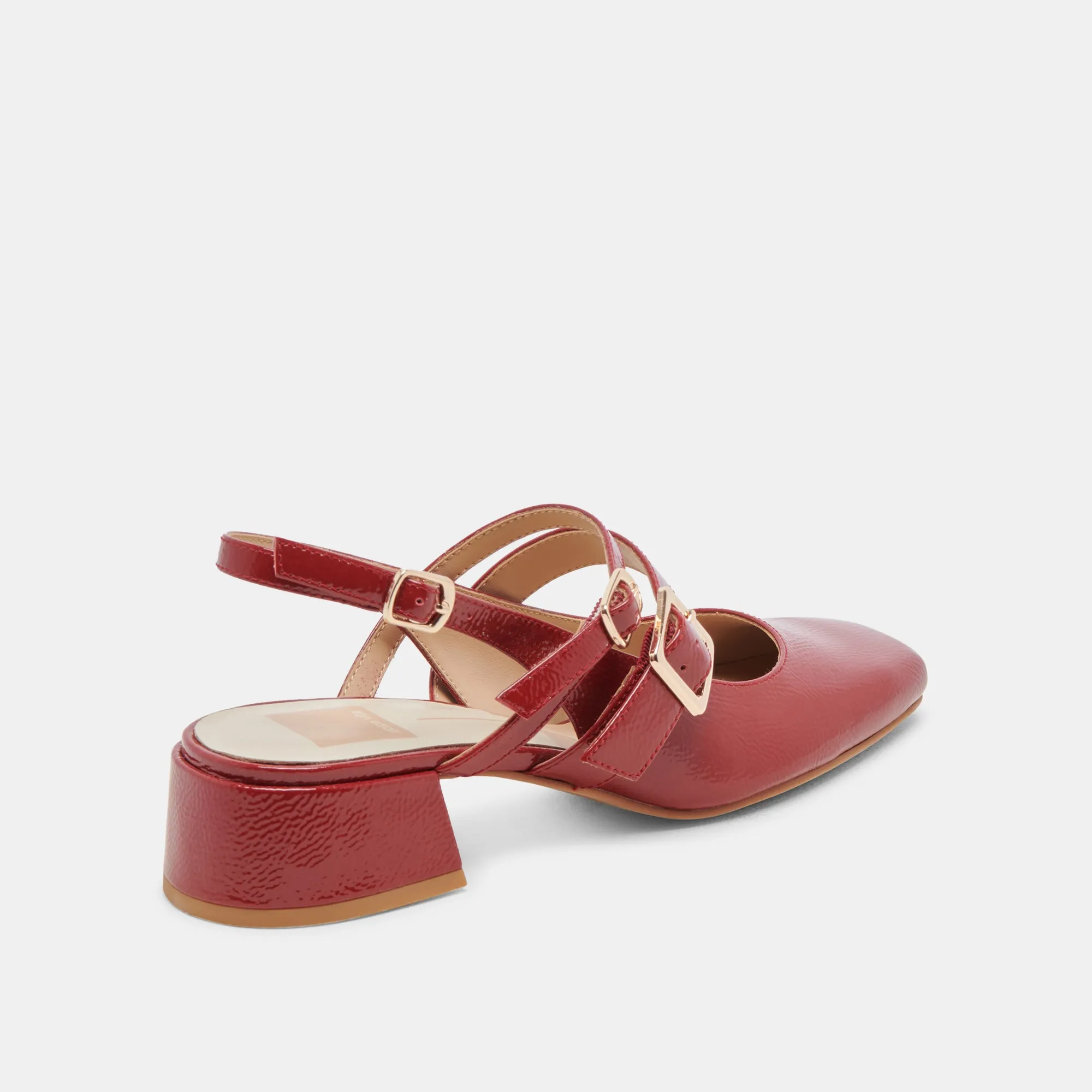 PATZY HEELS CRIMSON CRINKLE PATENT LEATHER