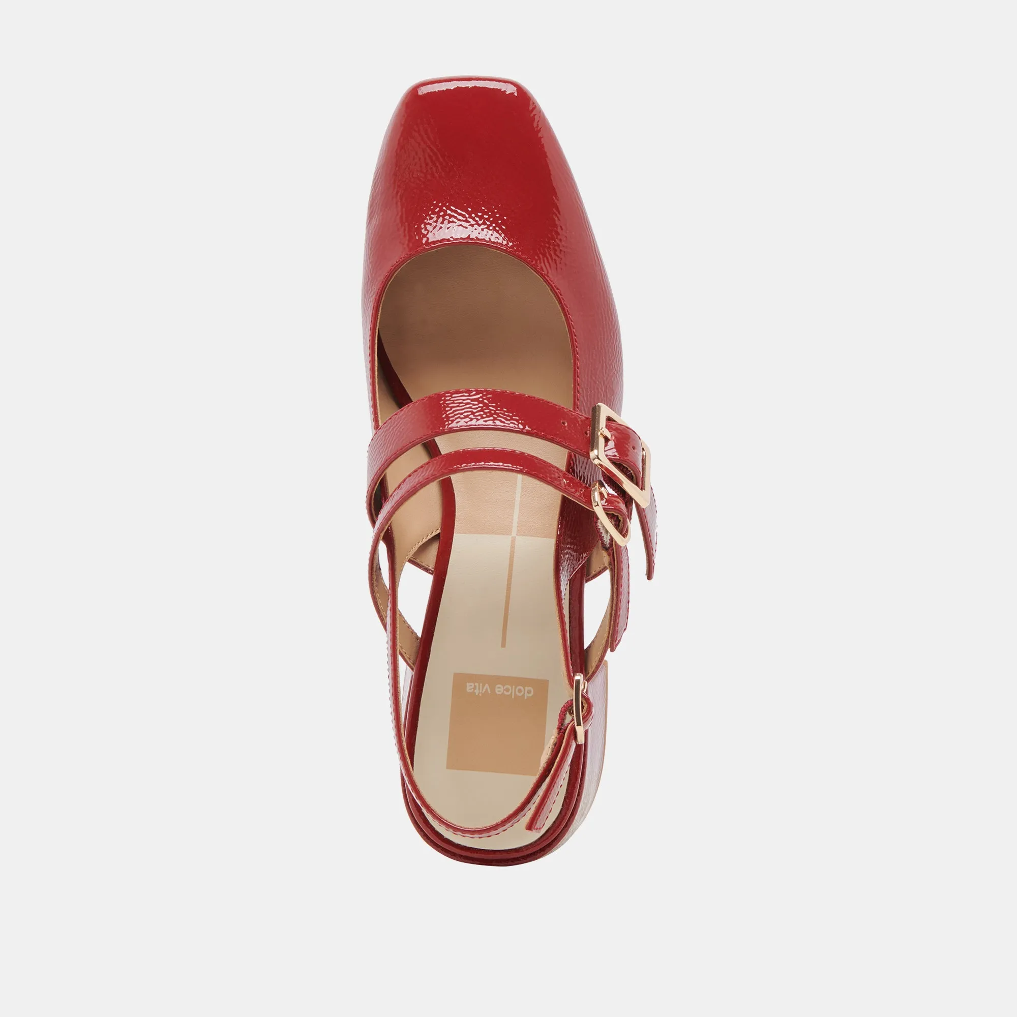 PATZY HEELS CRIMSON CRINKLE PATENT LEATHER