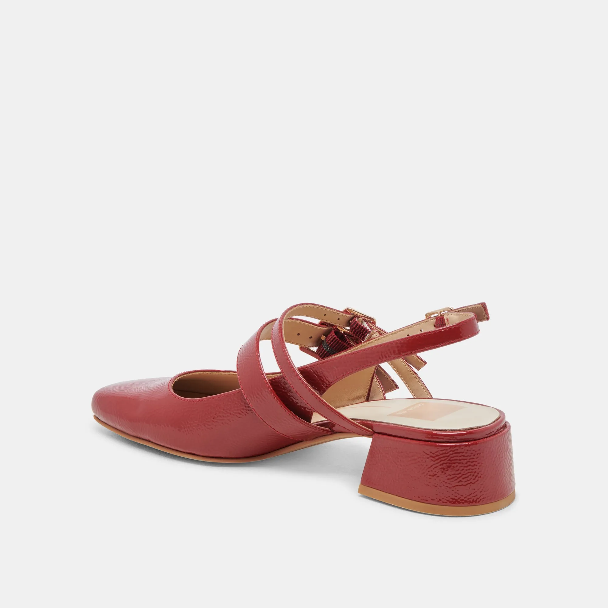 PATZY HEELS CRIMSON CRINKLE PATENT LEATHER