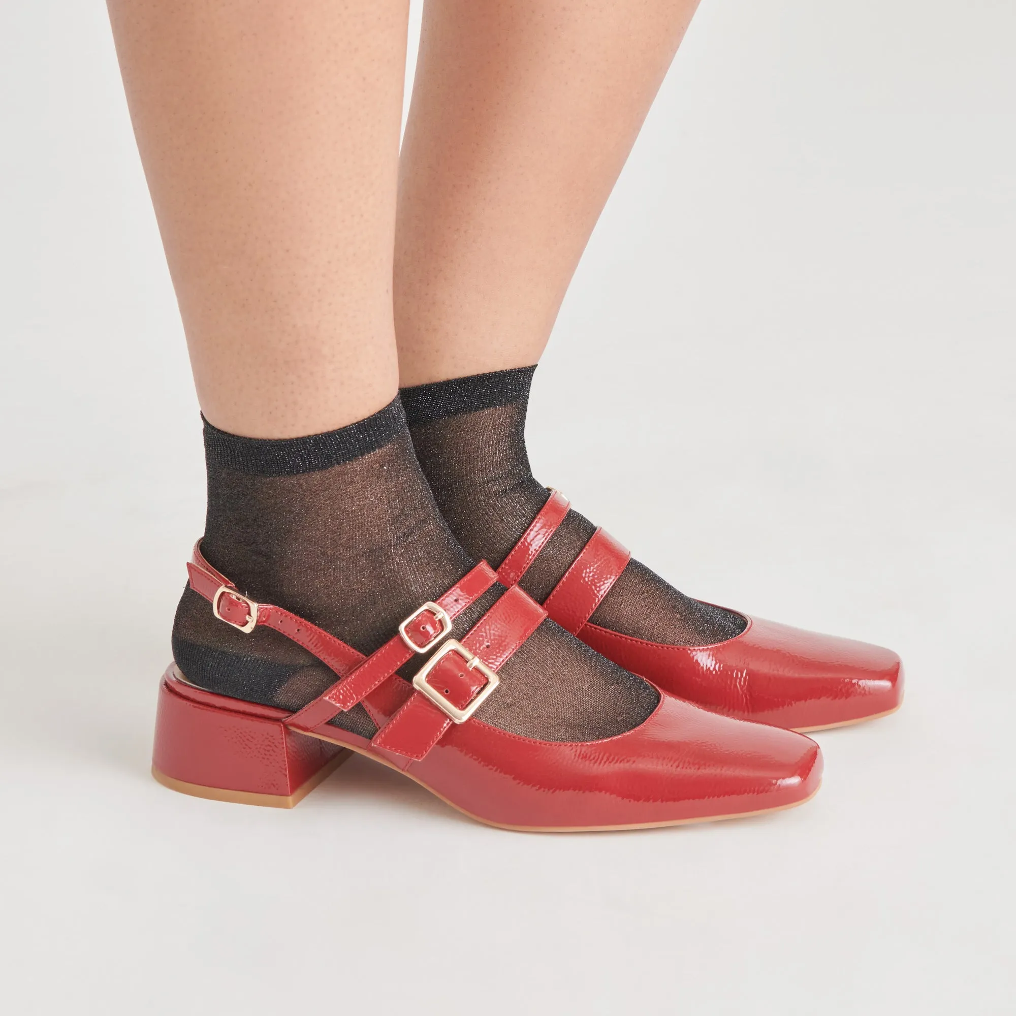 PATZY HEELS CRIMSON CRINKLE PATENT LEATHER