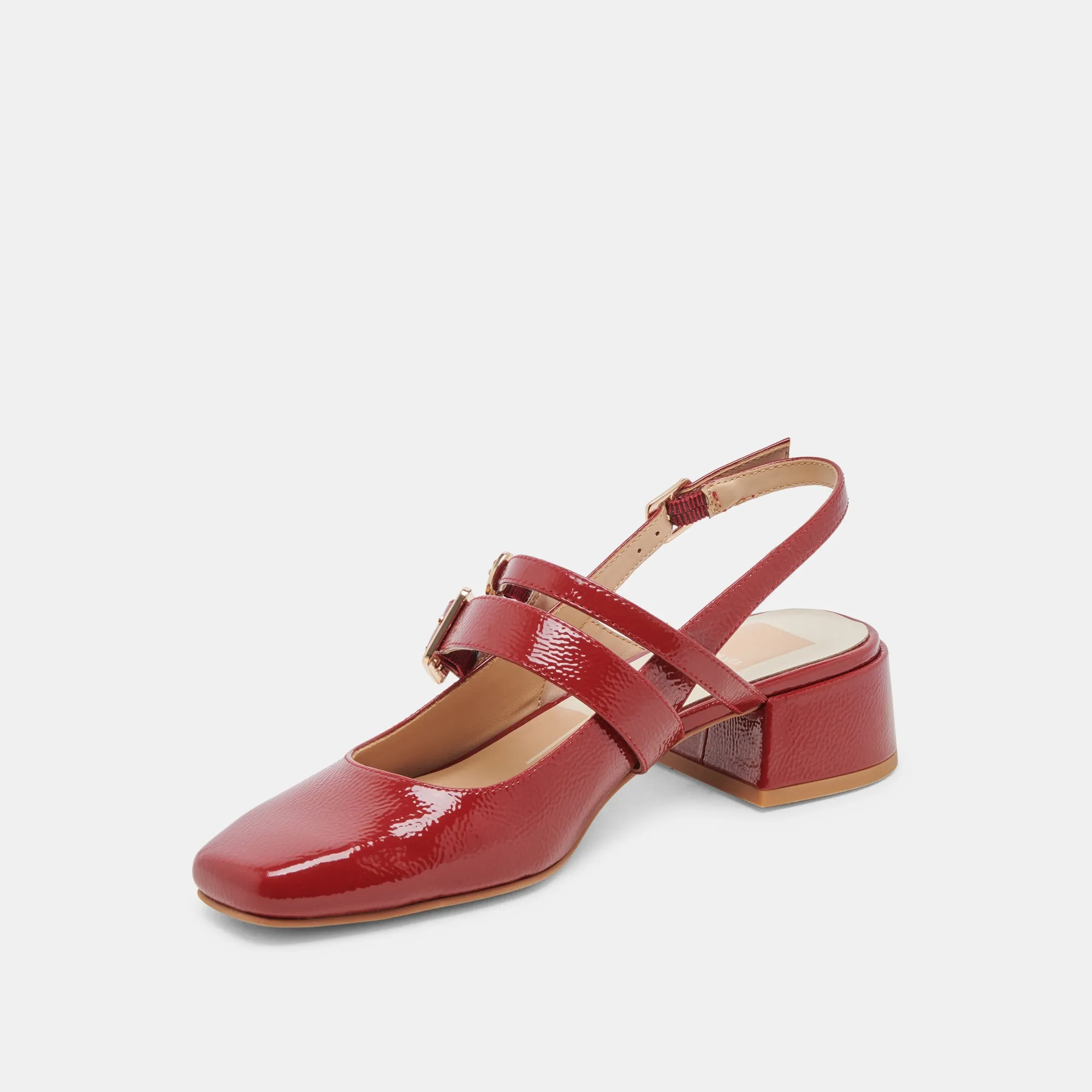 PATZY HEELS CRIMSON CRINKLE PATENT LEATHER