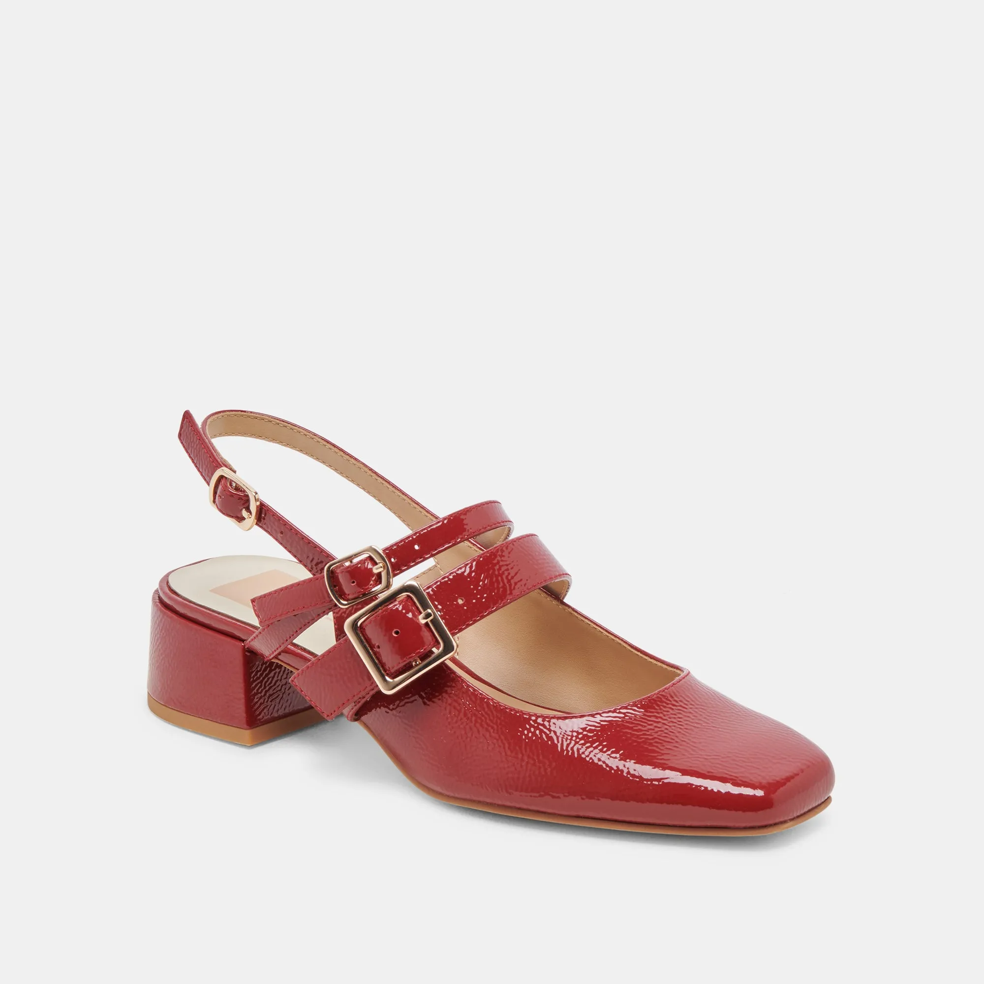 PATZY HEELS CRIMSON CRINKLE PATENT LEATHER