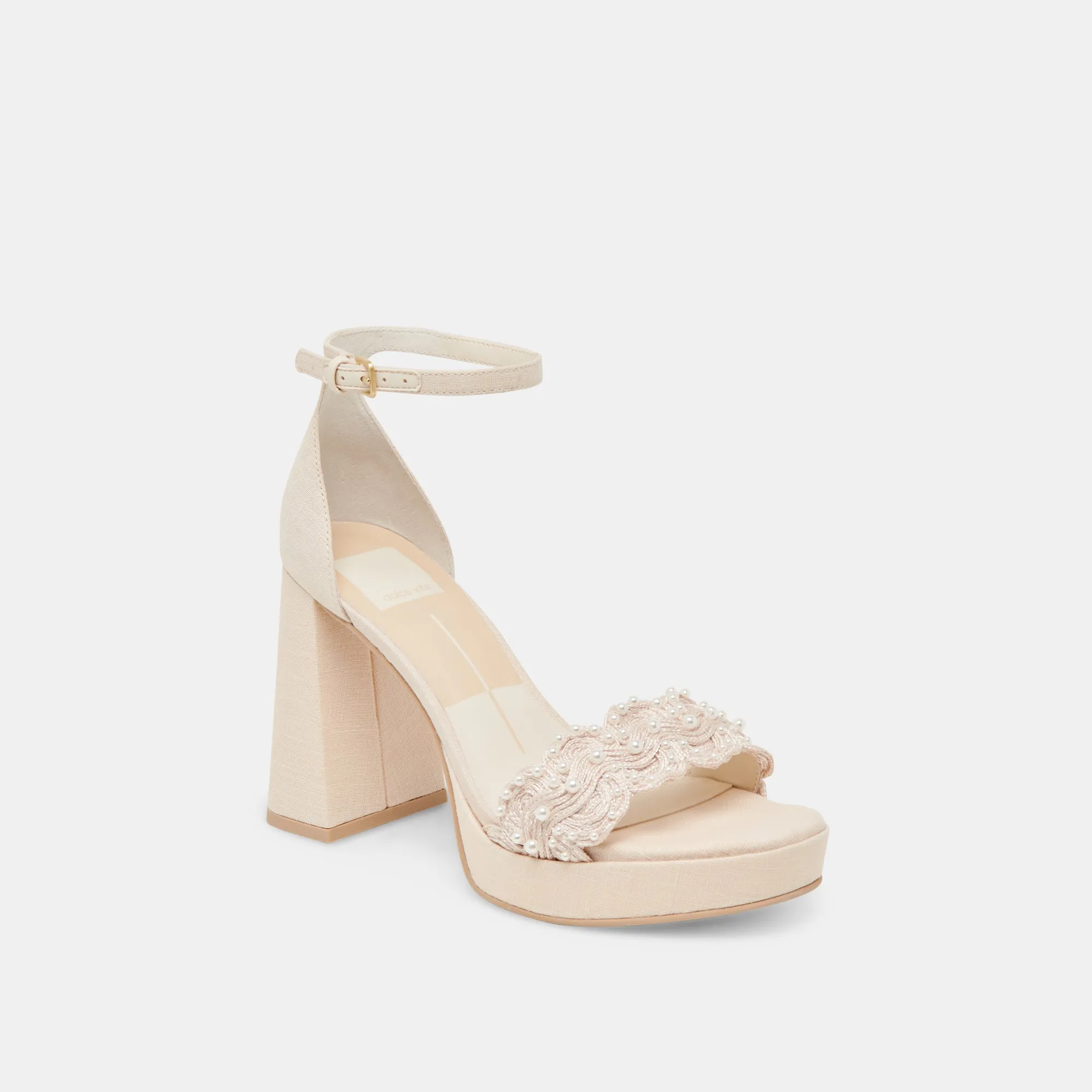 PELTIN PEARL HEELS VANILLA WOVEN RAFFIA