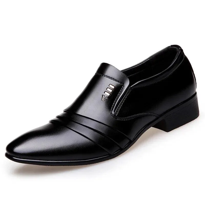 PU Leather Men's Oxford Business Dress Black Casual Shoes Loafers