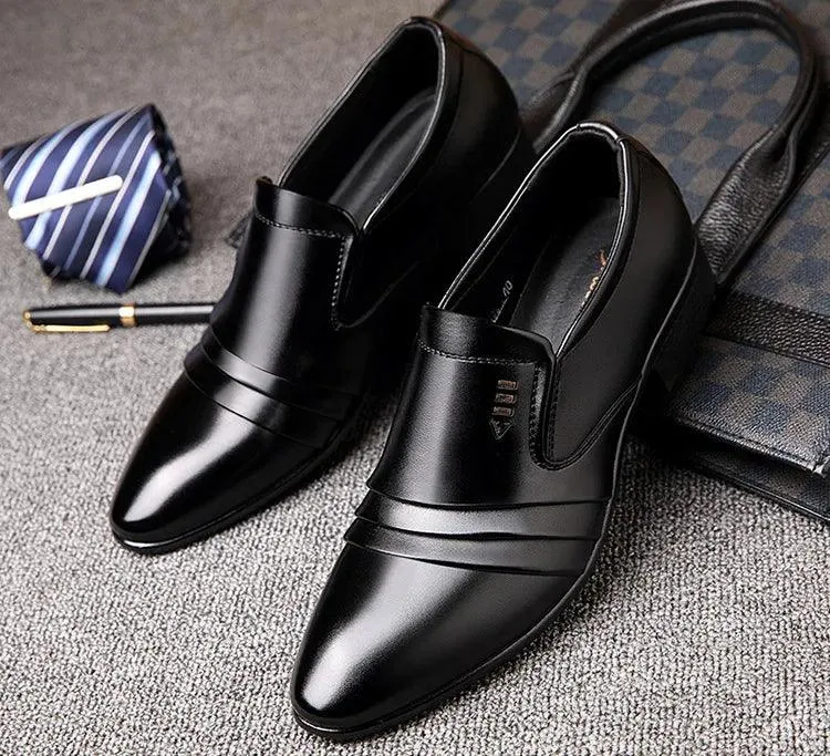 PU Leather Men's Oxford Business Dress Black Casual Shoes Loafers