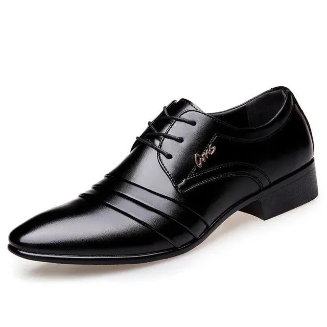 PU Leather Men's Oxford Business Dress Black Casual Shoes Loafers