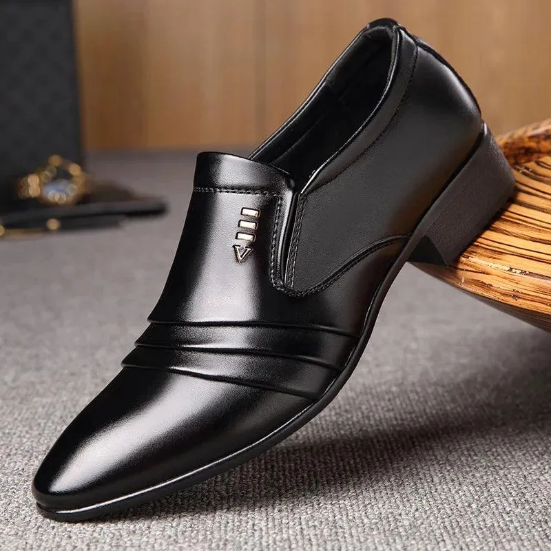 PU Leather Men's Oxford Business Dress Black Casual Shoes Loafers