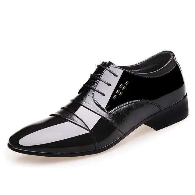 PU Leather Men's Oxford Business Dress Black Casual Shoes Loafers