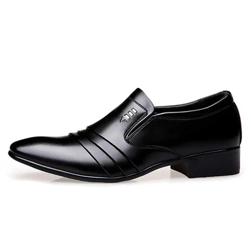 PU Leather Men's Oxford Business Dress Black Casual Shoes Loafers